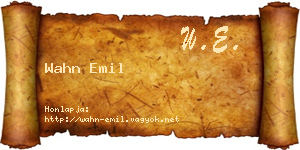 Wahn Emil névjegykártya